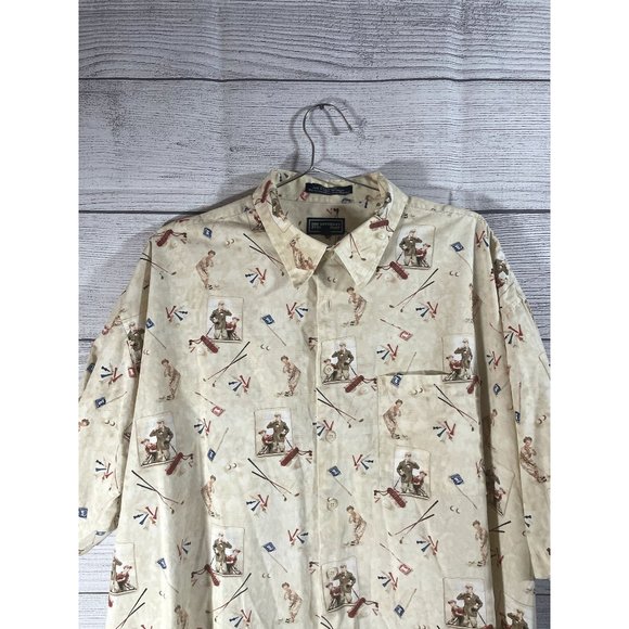 The Saturday Evening Post Men's 2XLT Golf Print Short Sleeve Button Up Shirt - Picture 1 of 5